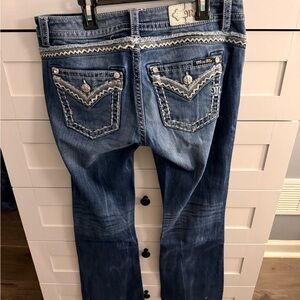Miss Me Blue Boot Cut Jeans with Embellished Pockets